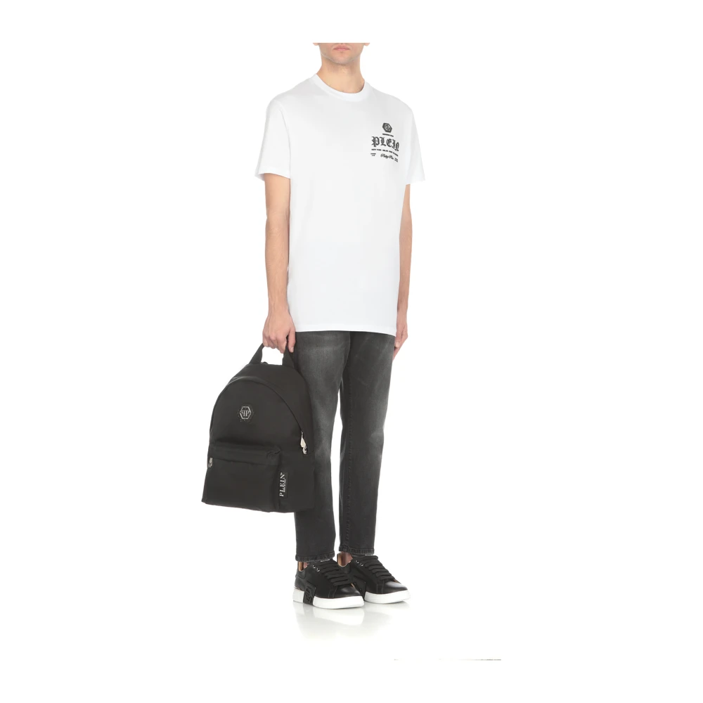 Philipp Plein Witte katoenen T-shirt met logo voor heren White Heren