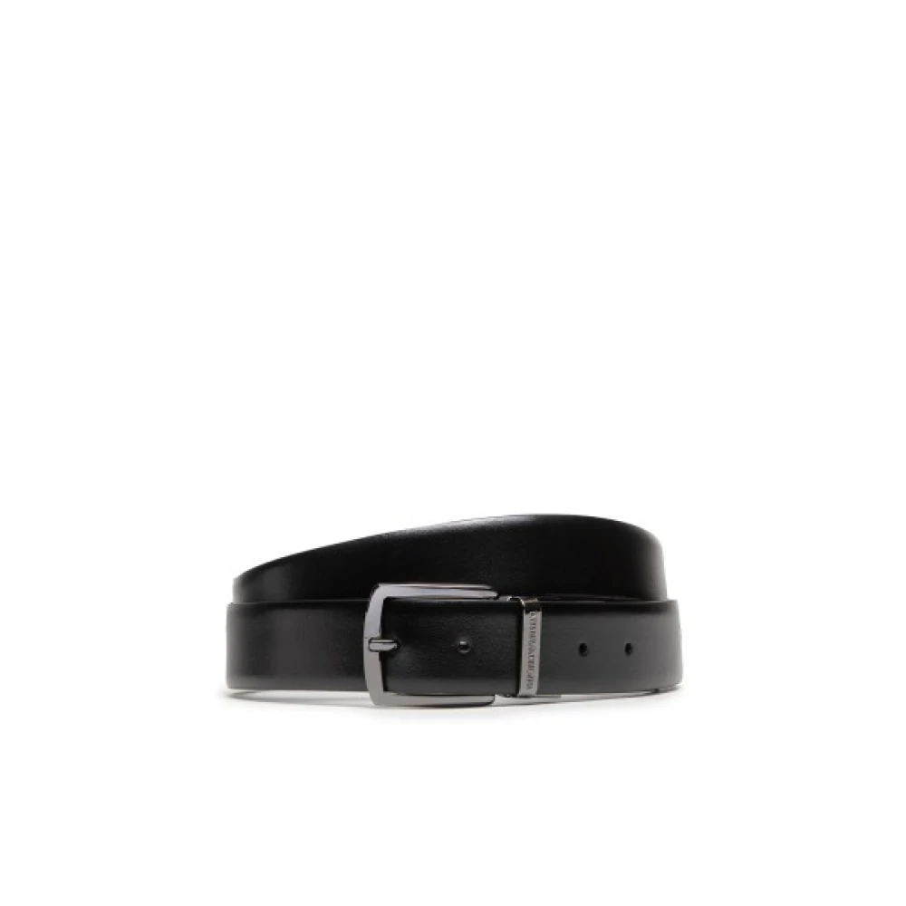 Emporio Armani , Belts, Male, Black, One Size, Reversible Leather Belt