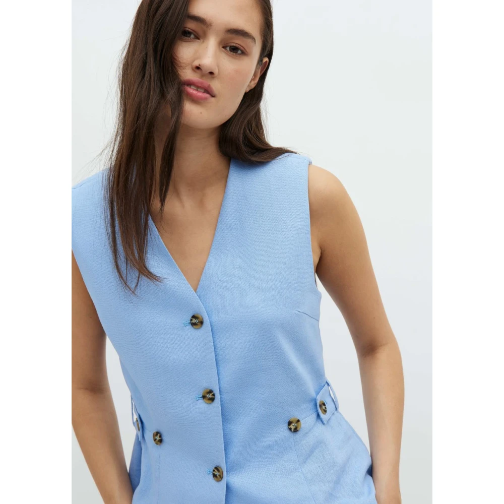 MbyM Blauw Linnen Gilet Kalenna Blue Dames