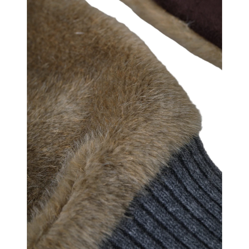 Dolce & Gabbana Beige Gebreide Bont Pols Handschoenen Beige Dames