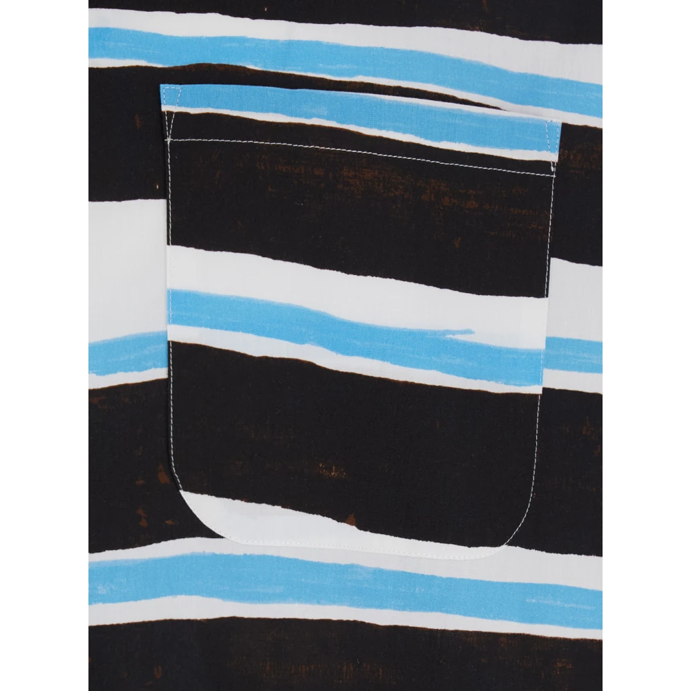 Msgm Blauw Asymmetrisch Gestreept Katoenen Overhemd Multicolor Heren