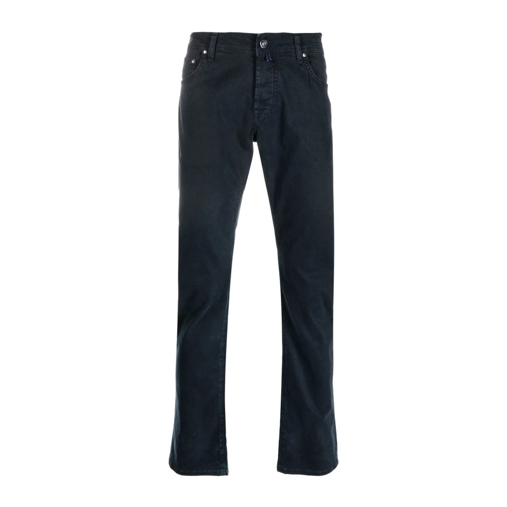 Jacob Cohën Blauwe Sjaal-Detail Straight-Leg Jeans Blue Heren