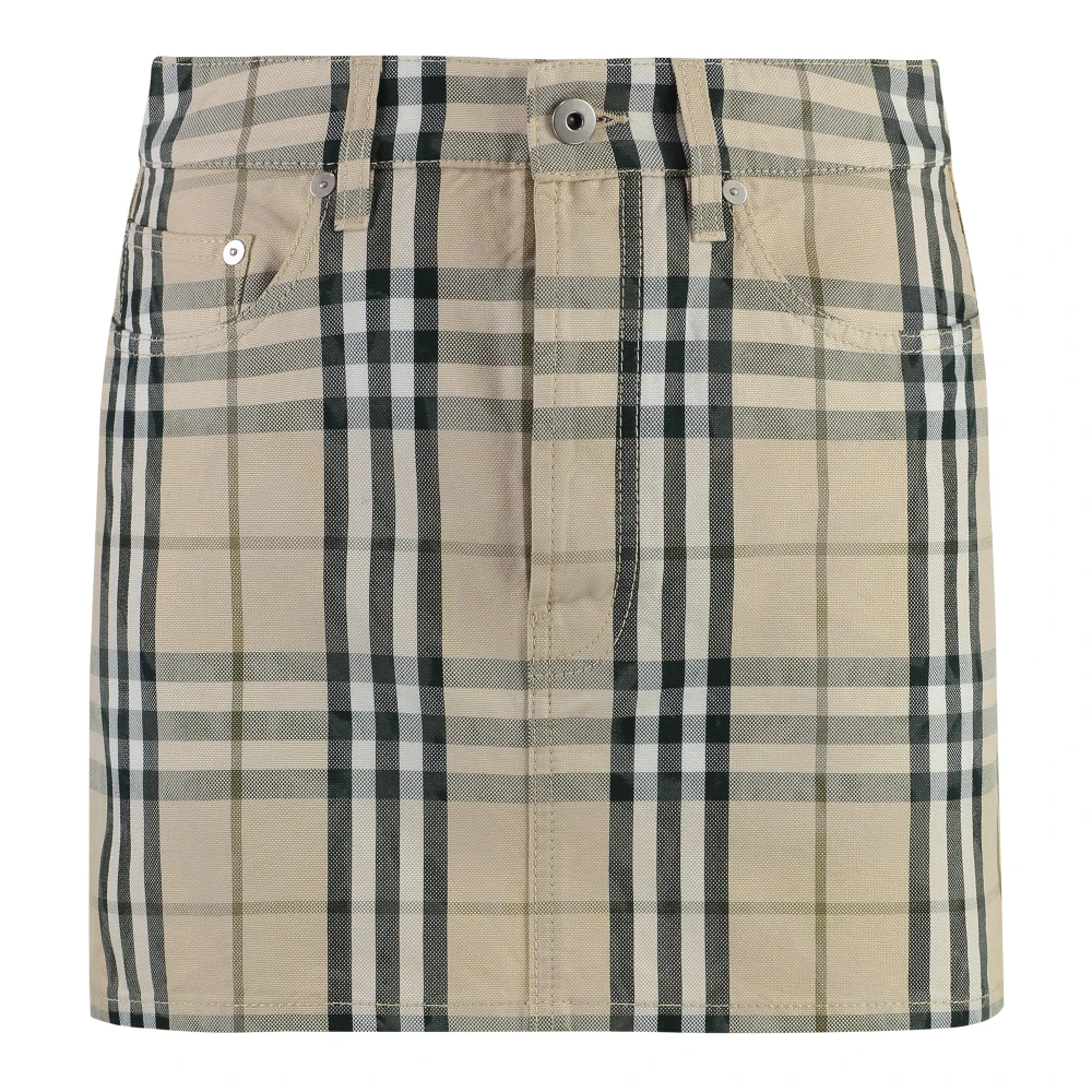 Burberry Mini-rok met motief en metalen details Beige Dames