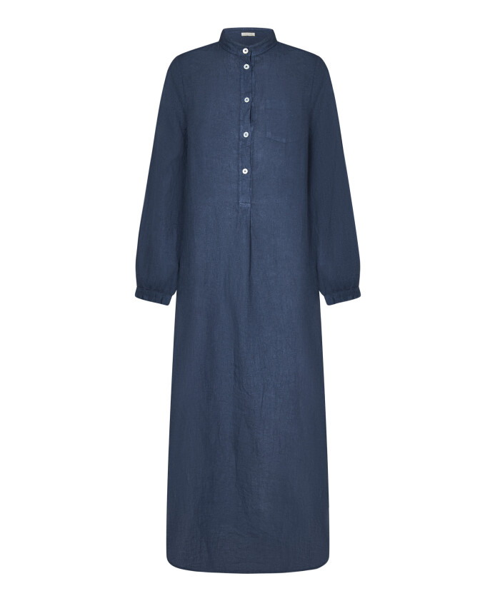 robe-en-lin-bleu-avec-col-mandarin
