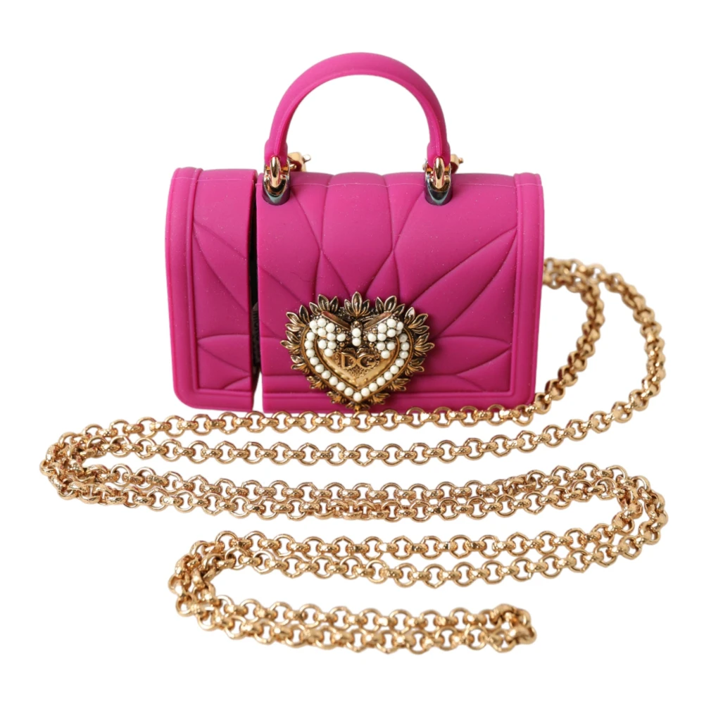 Dolce & Gabbana Chique Gewatteerde Siliconen Airpods Hoesje Roze & Goud Pink Dames