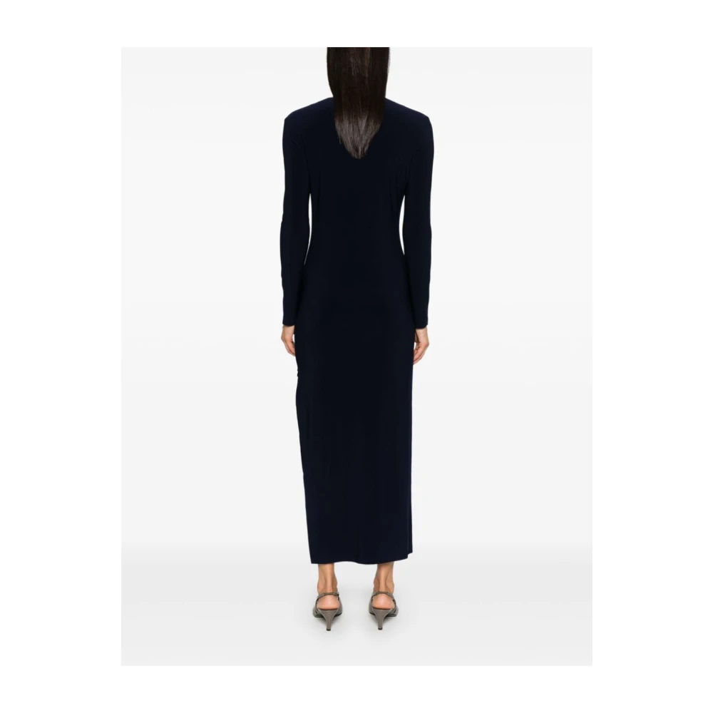 Norma Kamali Navy Blue Jurk met Zijsplit Blue Dames