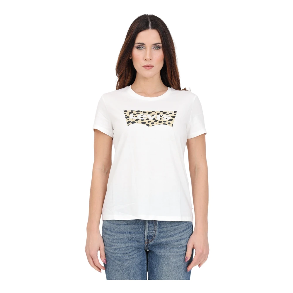 Levi's Witte T-shirt met Leopard Cloud Dancer Print voor Dames White Dames