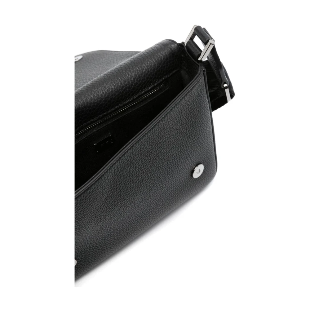 Dolce & Gabbana Zwarte Pebble Textuur Logo Schoudertas Black Heren