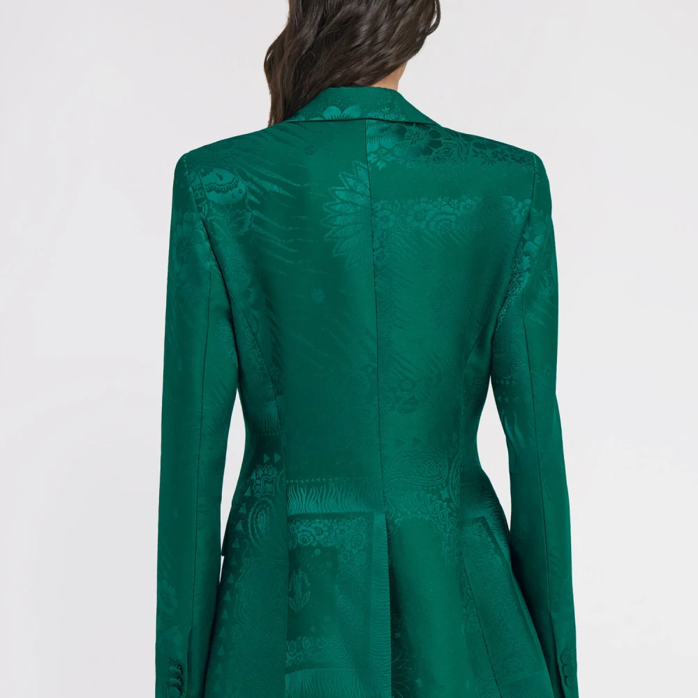 Roberto Cavalli Luxe Jacquard Blazer Made in Italy Green Dames