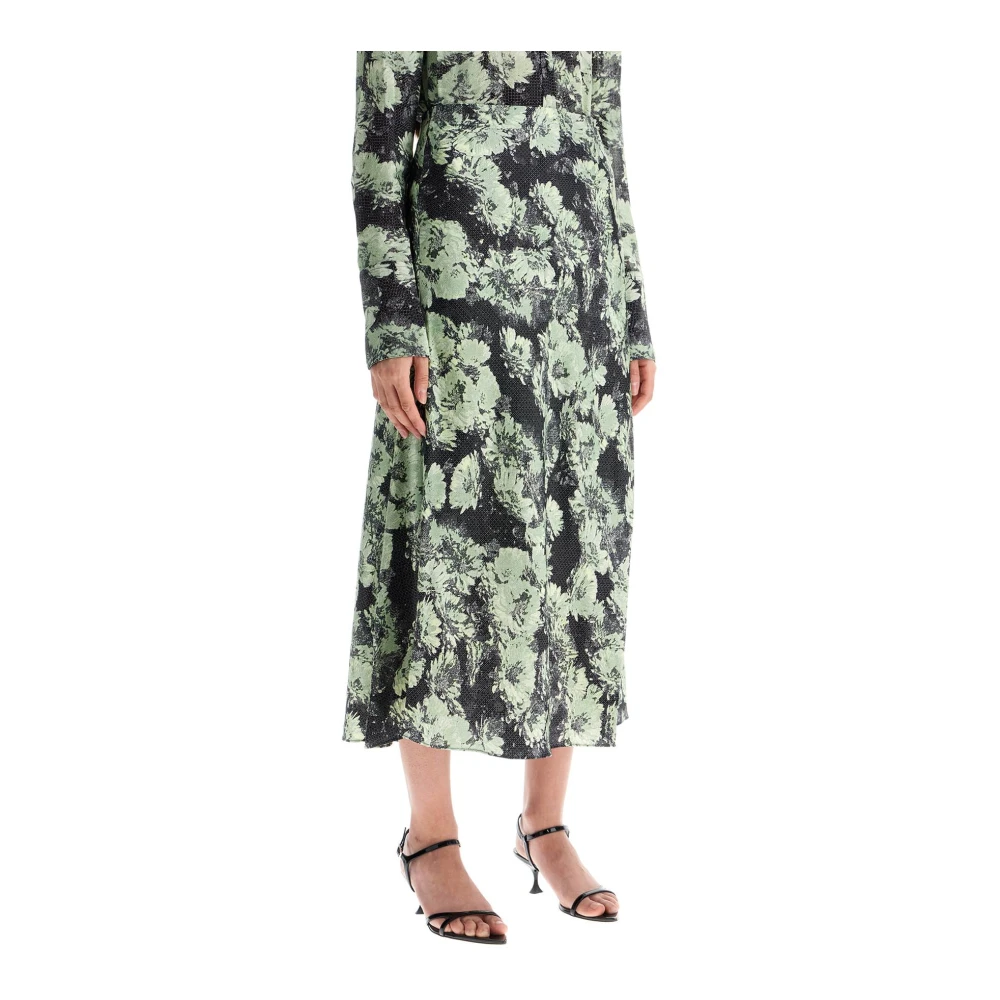 TORY BURCH Bloemenprint Satijnen Flare Midi Rok Multicolor Dames