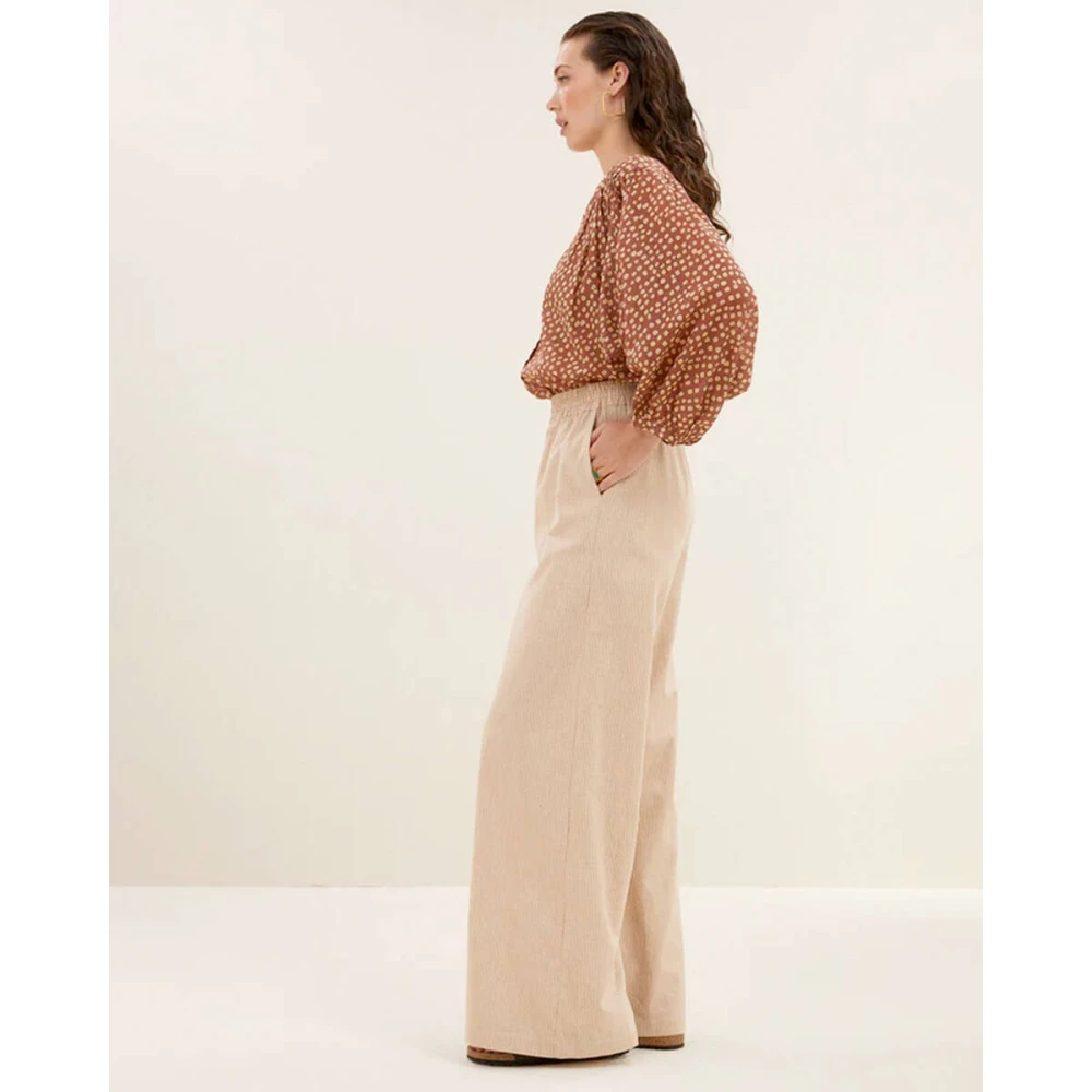 By-Bar Lurex Gestreepte Broek Beige Dames