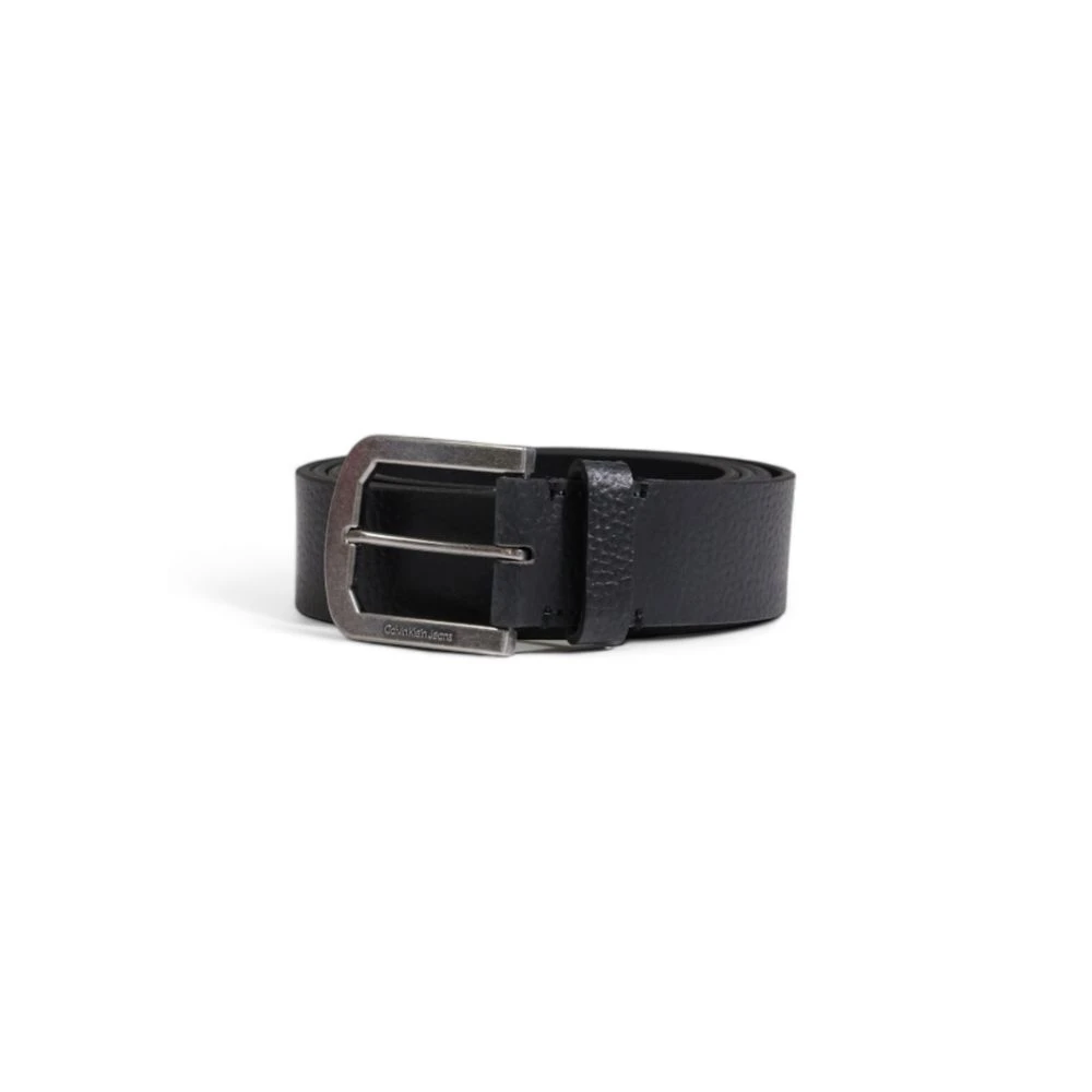 Calvin Klein Zwarte Leren Riem voor Mannen Black Heren