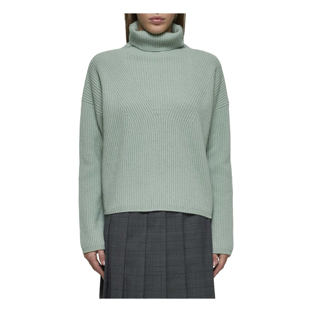 Max Mara Studio Jade Green Ribbed Turtleneck Sweater Green Dames
