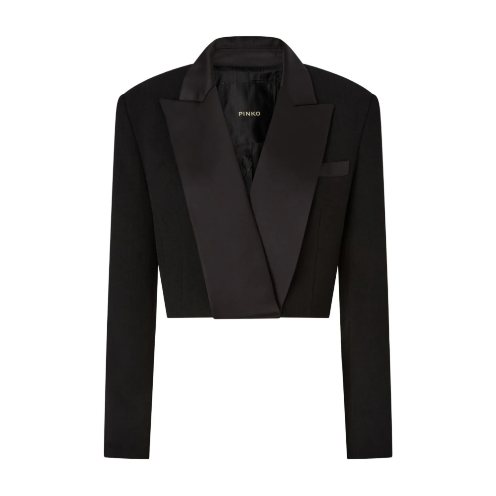 Pinko Vrouw Zwart Jassen Dames, M, Blazer Crop