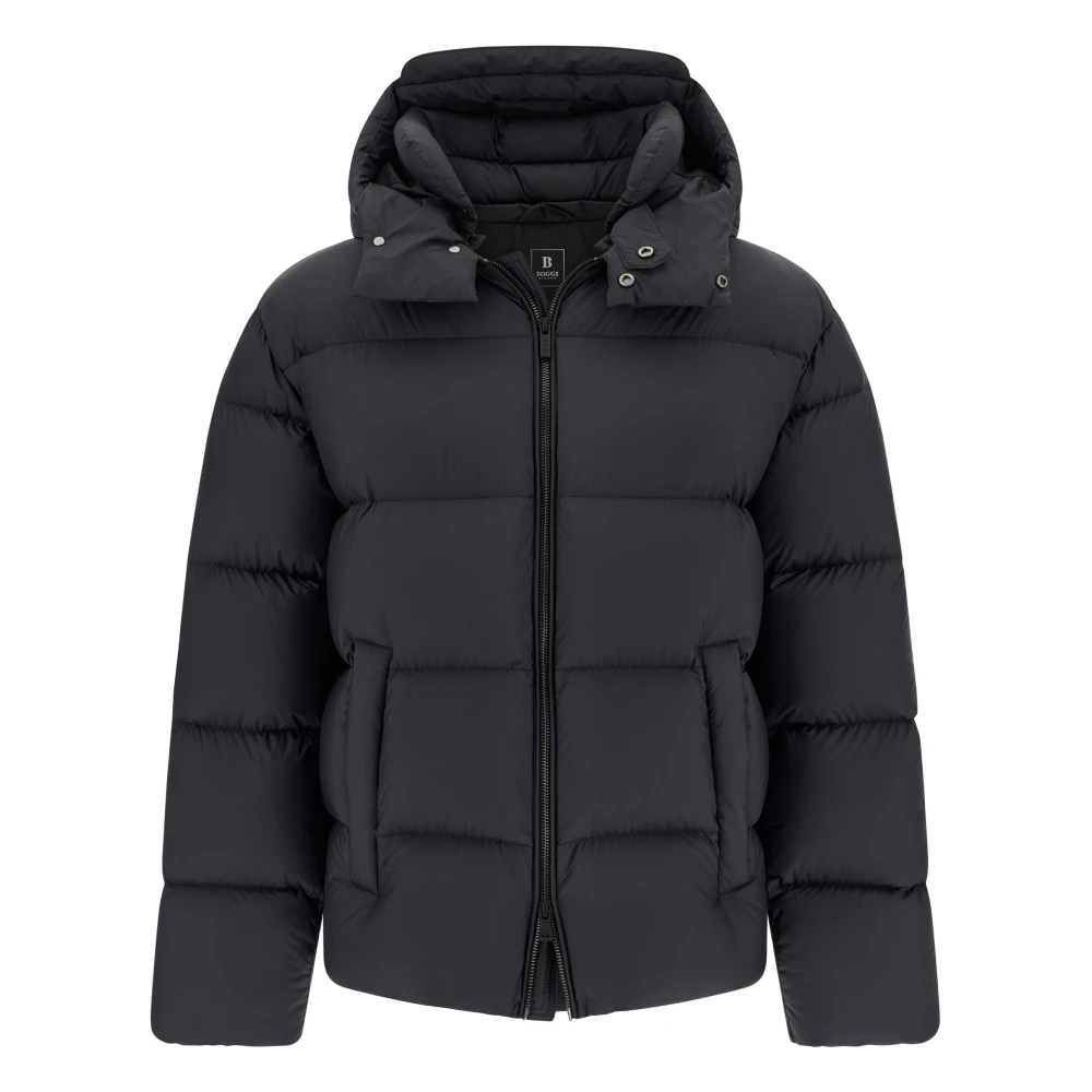 Boggi Milano Herren Schwarz Bomberjacke Aus Funktionsstoff Mit Gänsedaunen