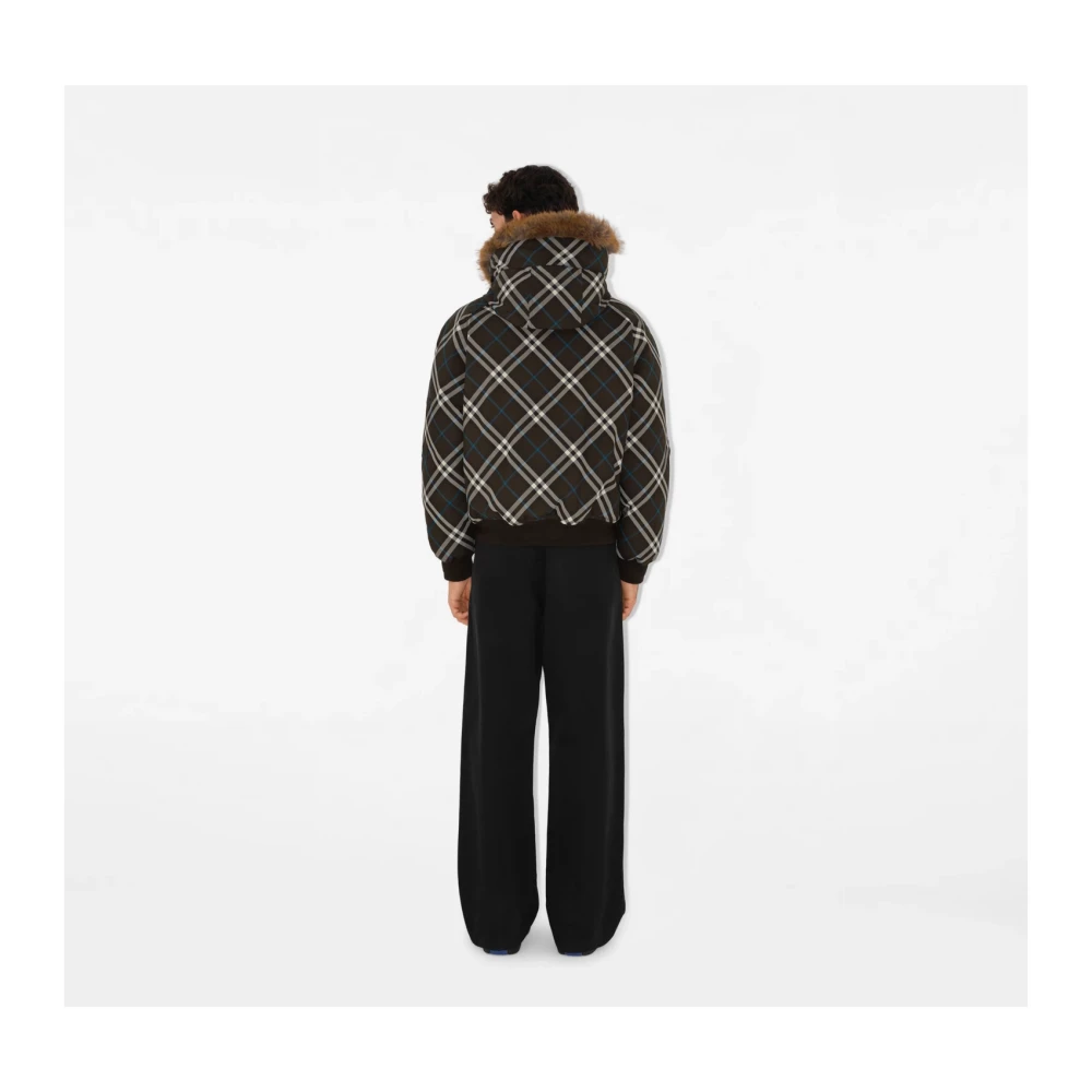 Burberry Geruite Bomberjack met Faux Fur Detail Multicolor Heren