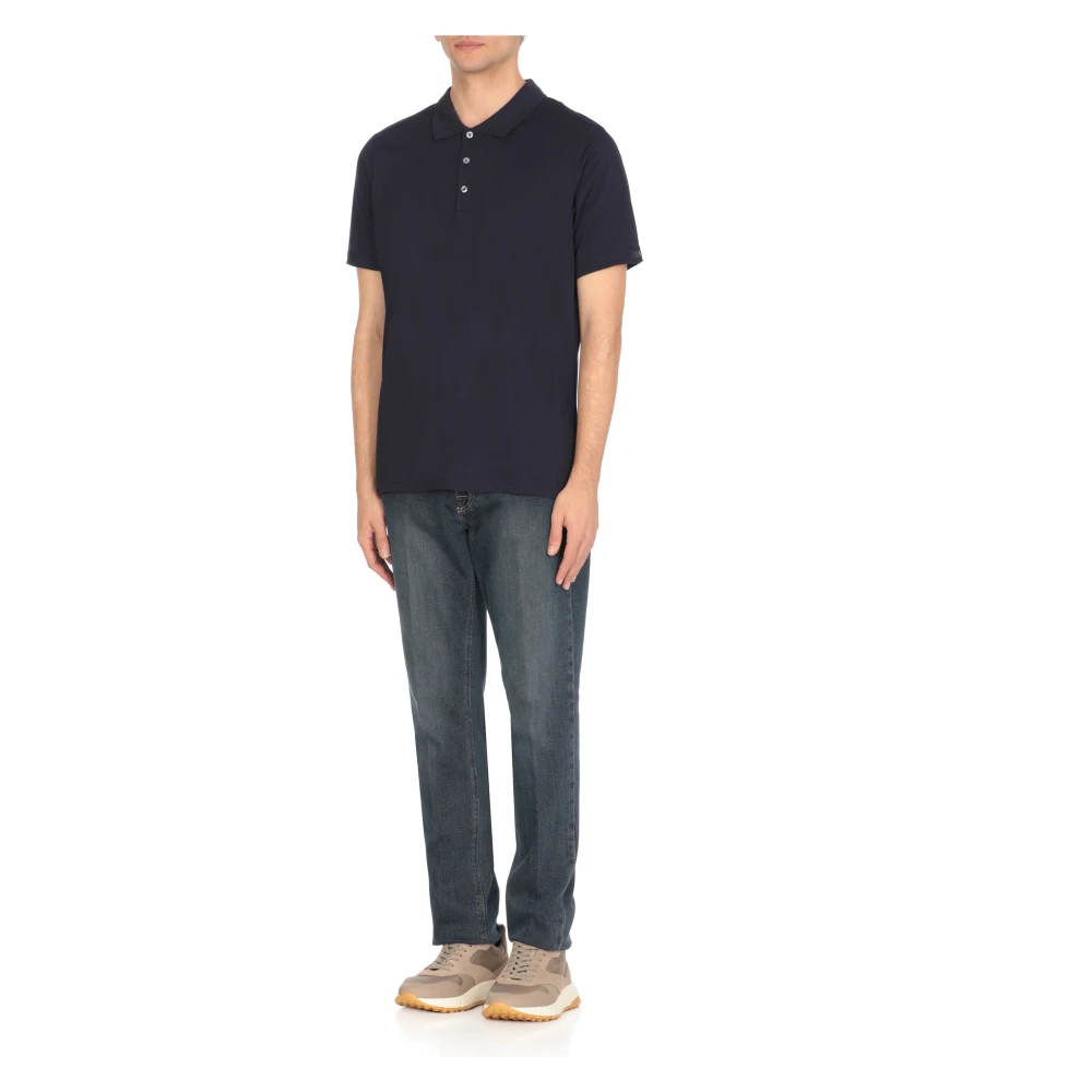 Fay Blauw Poloshirt met Kraag en Korte Mouwen Blue Heren