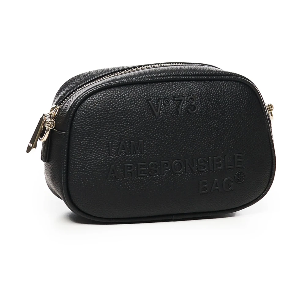 V73 Zwarte Schoudertas met Ritssluiting Black Dames
