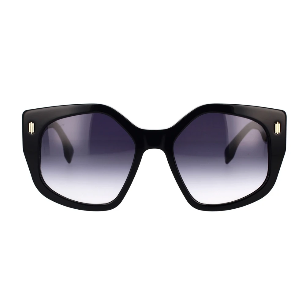 Fendi Oversized fyrkantiga solglasögon med blåtonade linser Black, Herr