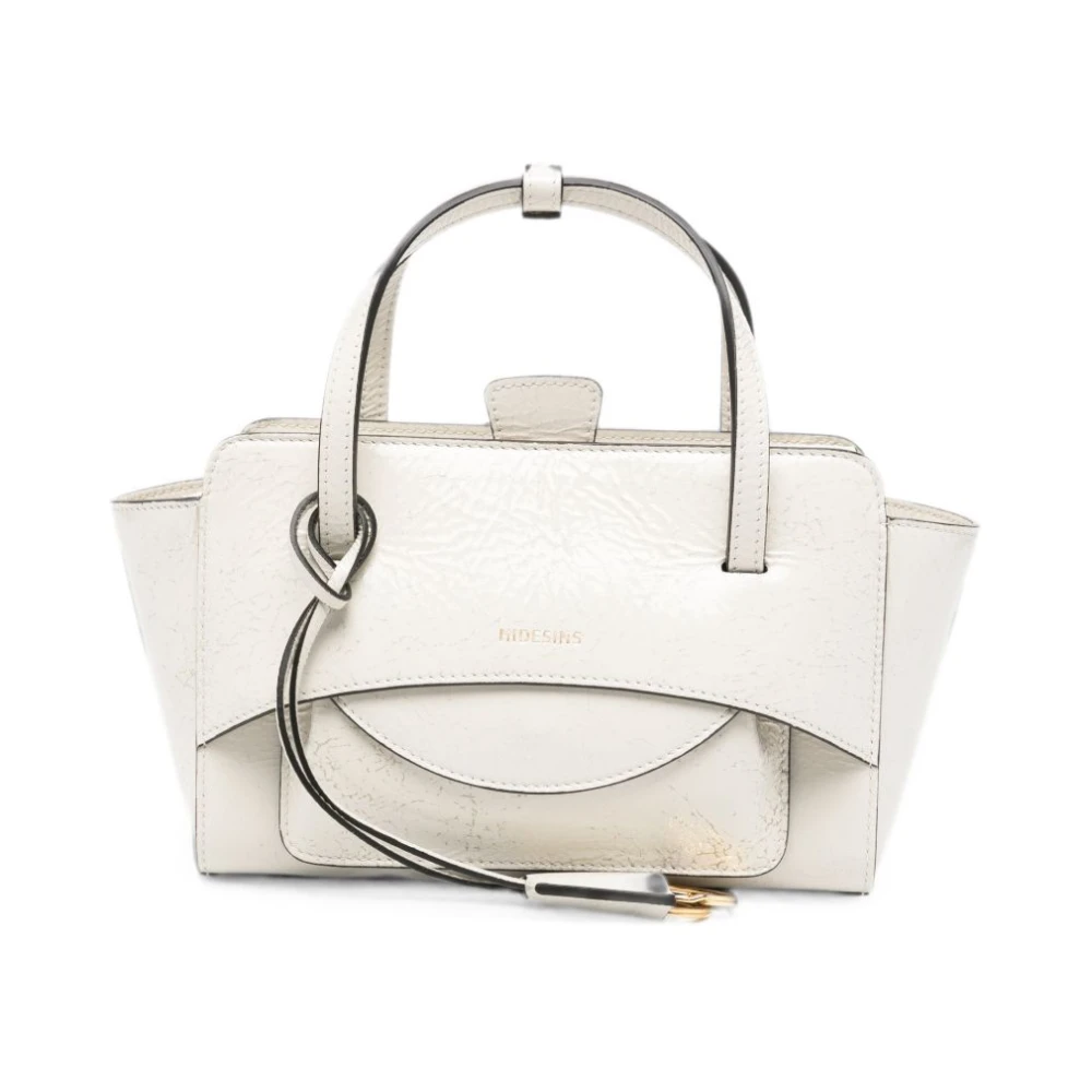 Hidesins White Flap Small Leather Tote - Female - Handbags - One Size - Bags
