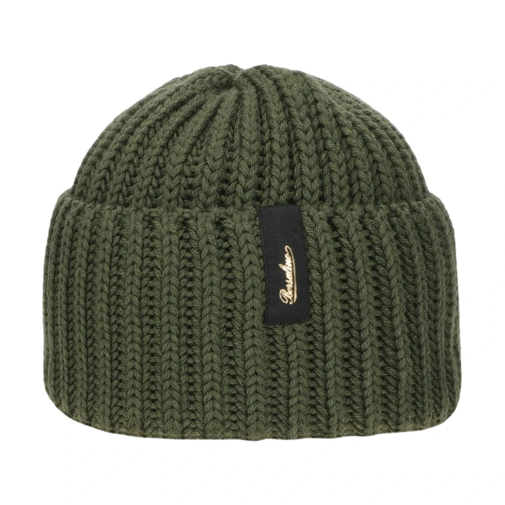 Borsalino Geribbelde Wollen Beanie Muts Green Unisex