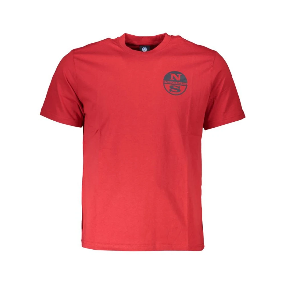 North Sails Rode Katoen Print Logo T-Shirt Red Heren