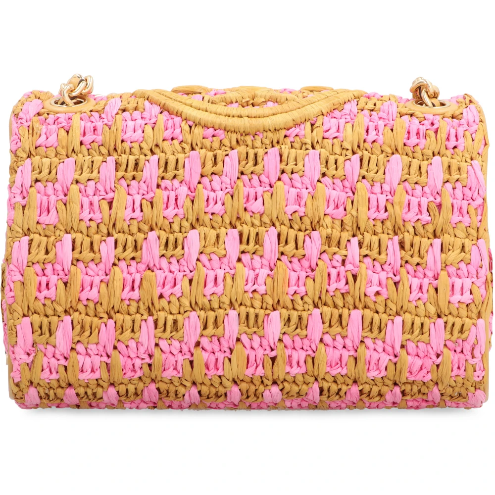 TORY BURCH Raffia Schoudertas met Leren Details Multicolor Dames