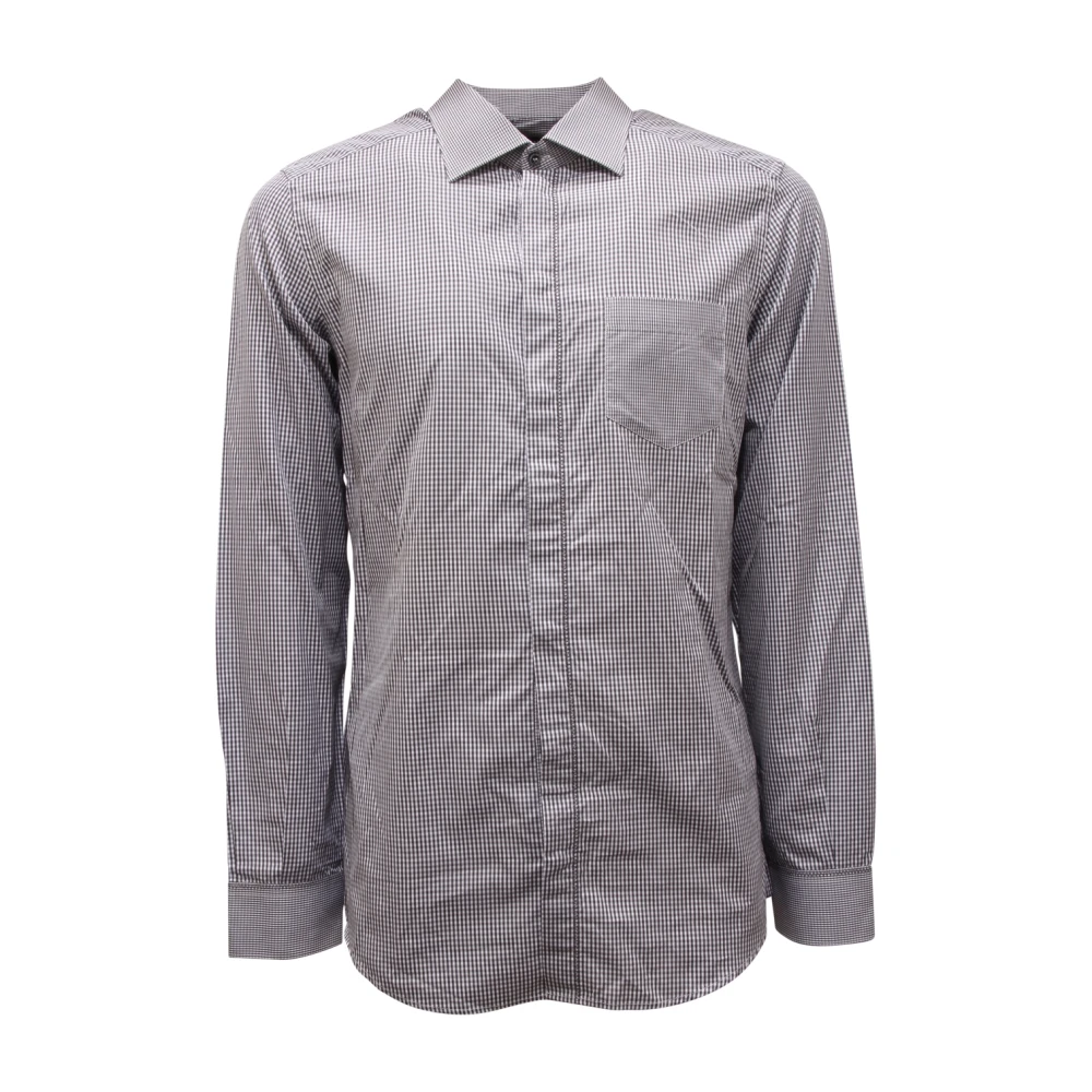 Dolce & Gabbana Men's Gray Casual Shirts, L, Camicia A Quadretti