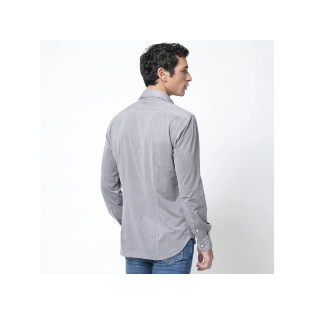 Orian Taupe Velvet Shirt Lange Mouw Gray Heren