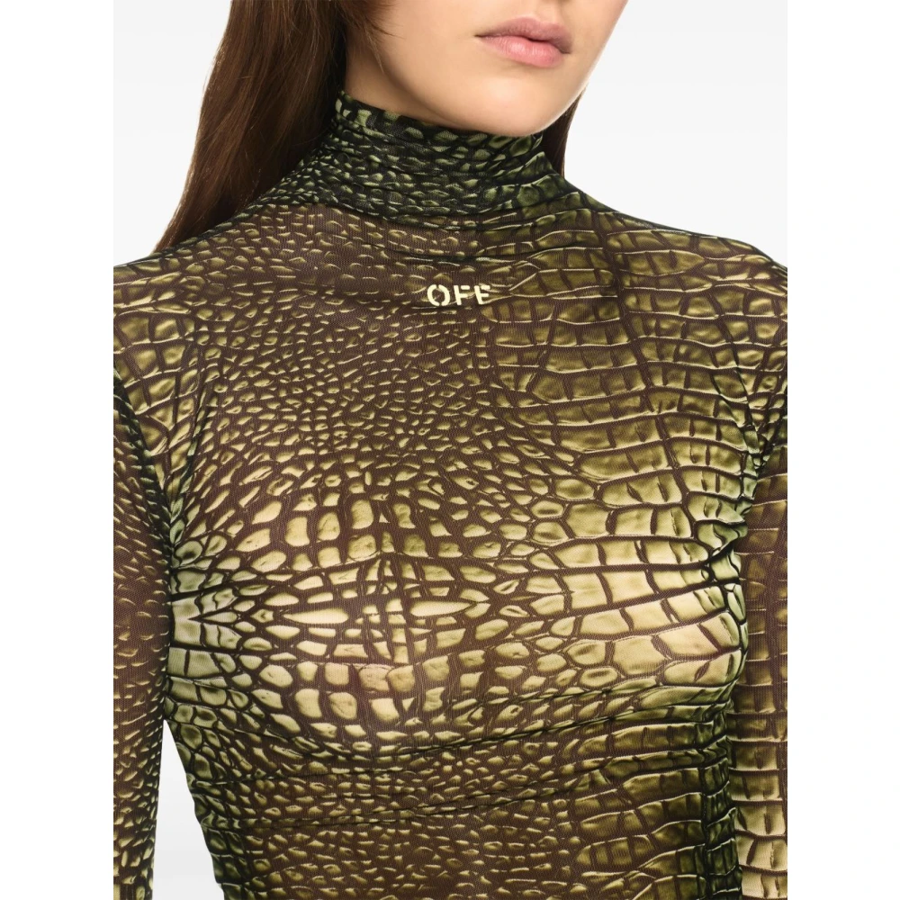 Off White Groene Krokodil-Effect Sweater Green Dames