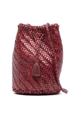 red-leather-woven-charm-shoulder-bag