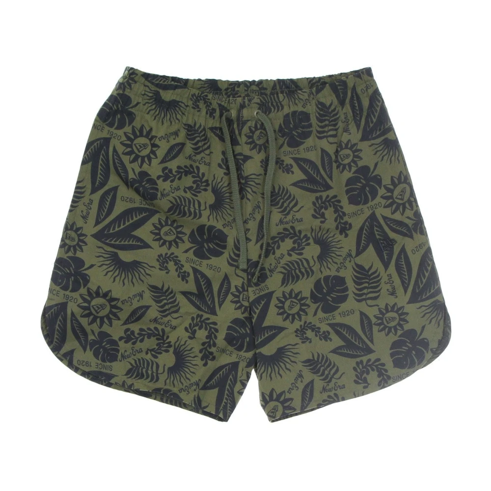 New era Bloemenprint Elastische Taille Shorts Green Heren