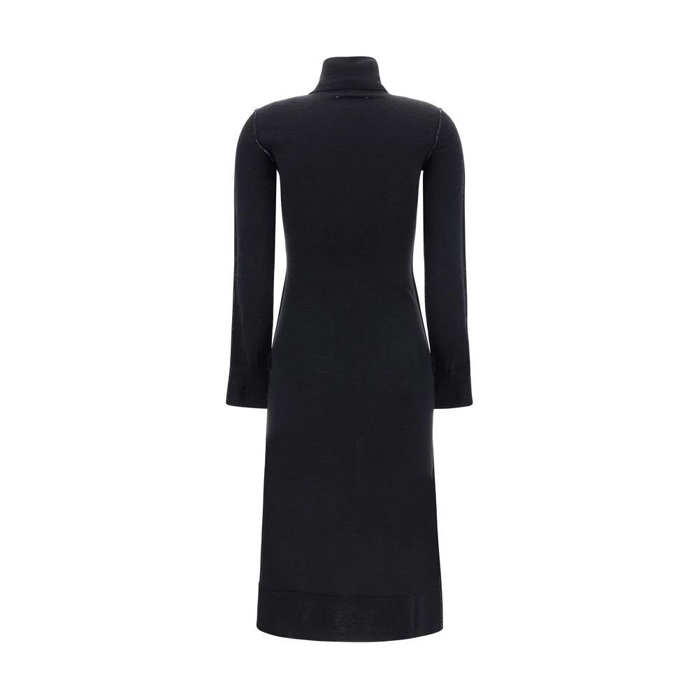 MM6 Maison Margiela Stijlvolle Maxi Jurk met Rolhals Black Dames