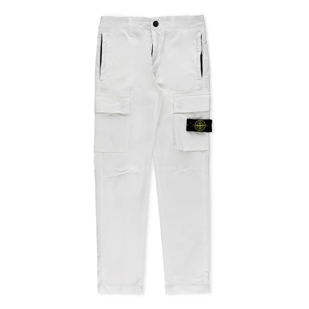 Stone Island Junior Bomulls Cargo Byxor White, Pojke