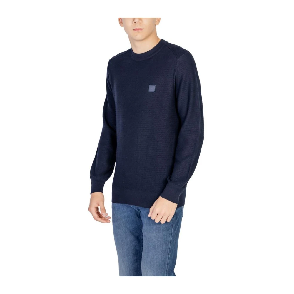 Hugo Boss Blauwe Katoen Kasjmier Trui Blue Heren