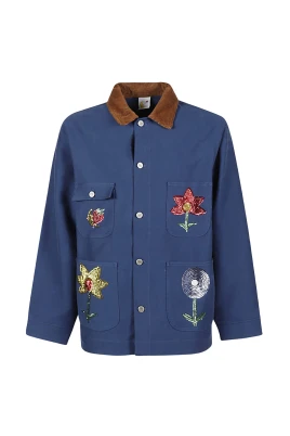 Sequin Embroidered Denim Chore Coat