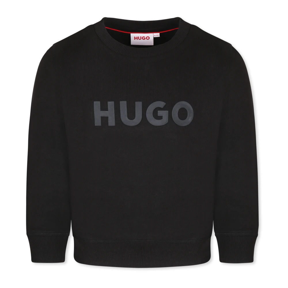 Hugo Boss Svart Rund Hals Sweatshirt med Logo Black, Unisex