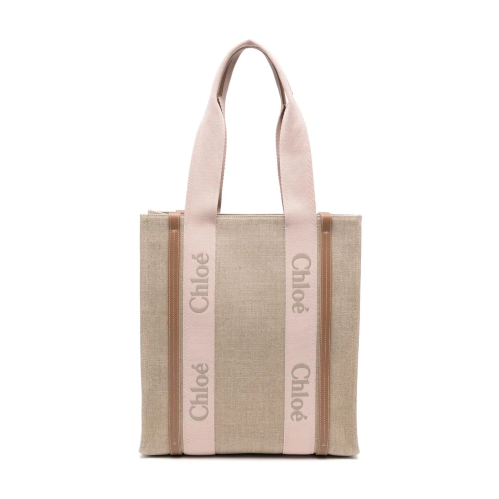 Chloé Beige Linne Läder Band Väska Beige, Dam