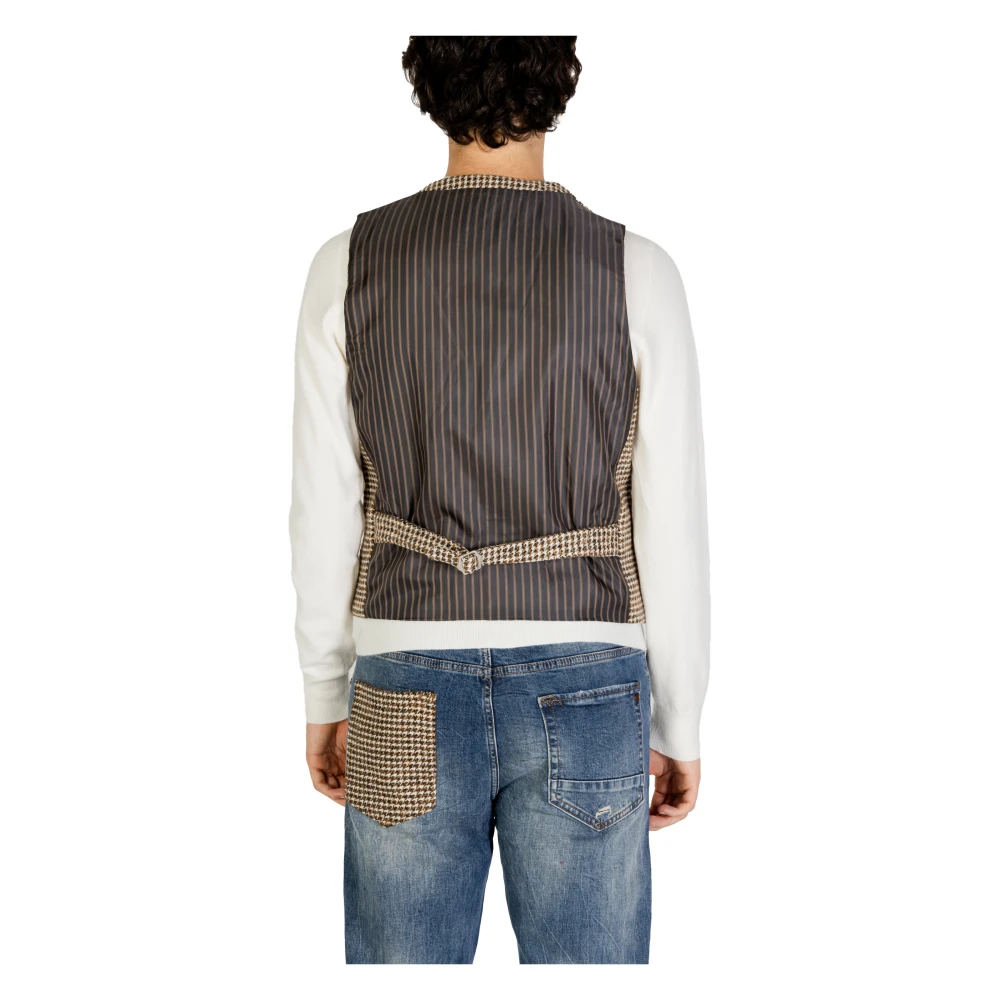 Gianni Lupo Beige V-Neck Button-Up Gilet Beige Heren