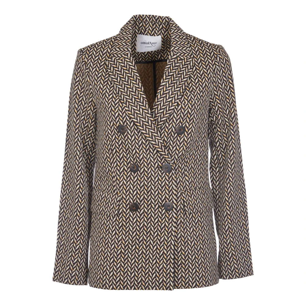 Ottod'Ame Beige Double-Breasted Jas Beige Dames