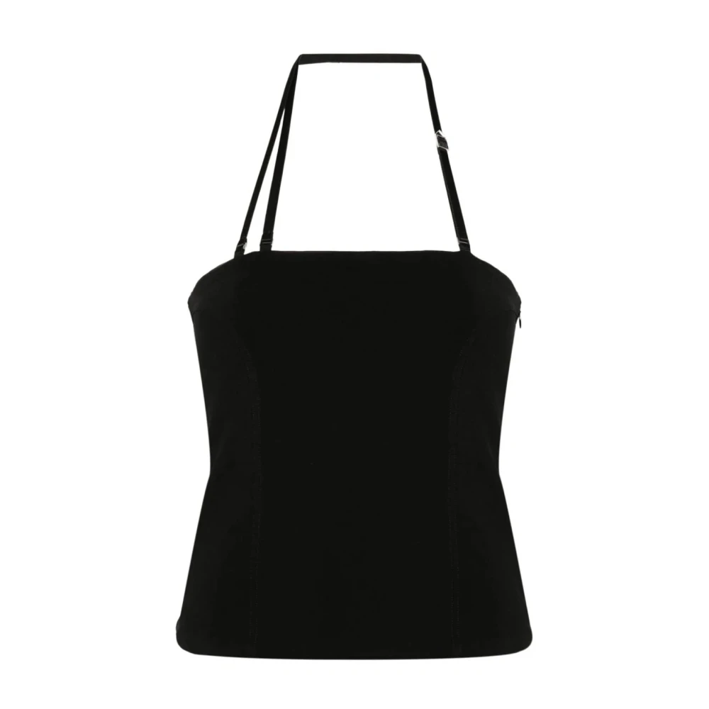 The Attico Women's Black Stylish Tops For Trendy Looks - Sleeveless Tops - S - Tops