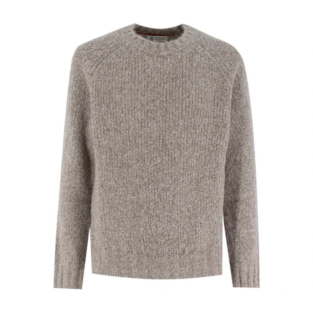 Brunello Cucinelli Men's Gray Luxury Crewneck Knitwear Sweater