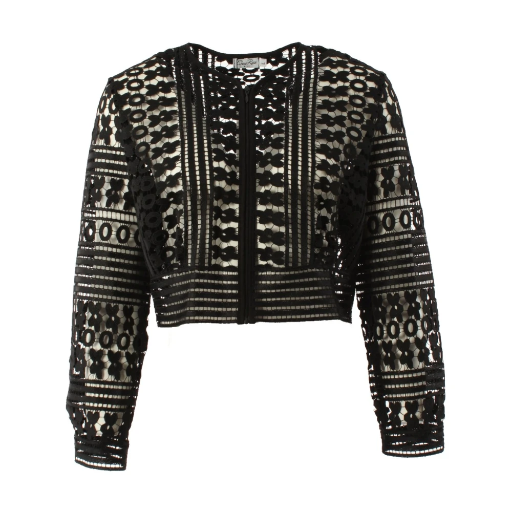 Charo Ruiz Ibiza Zwarte Top met Kantdetail Black Dames