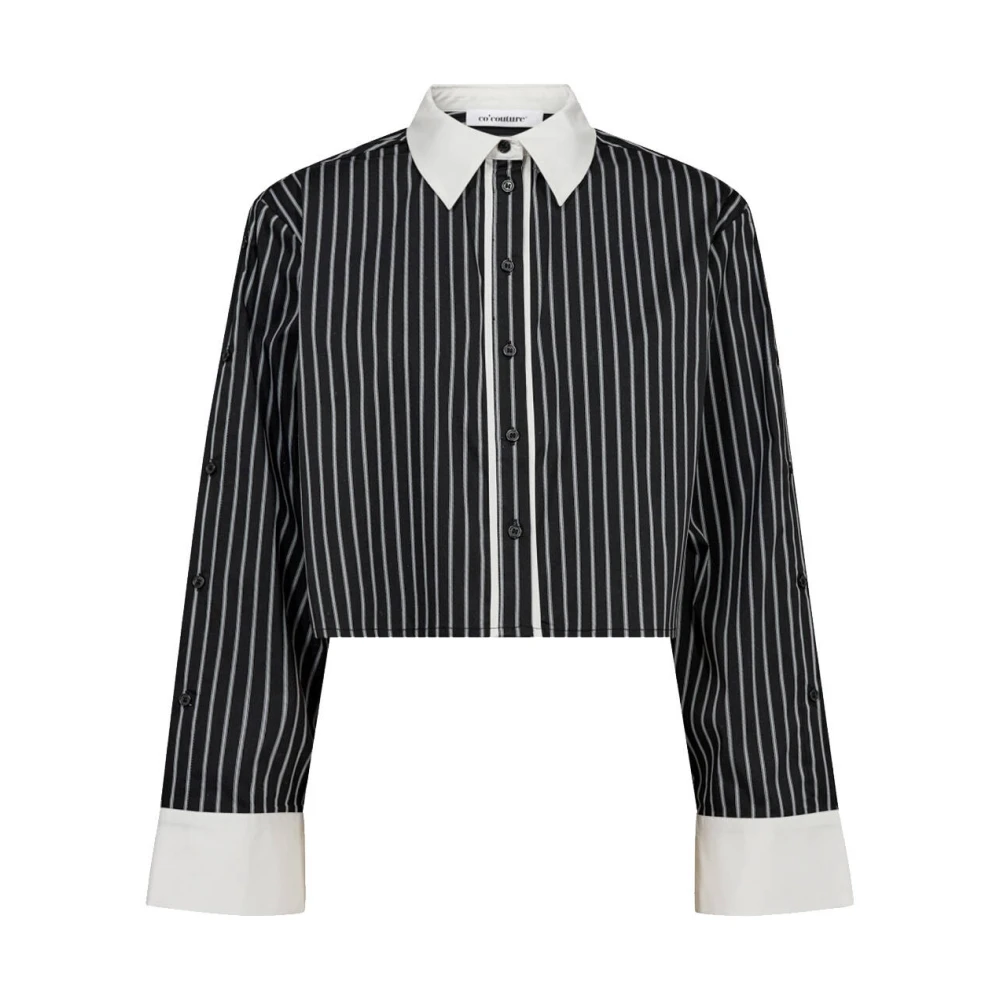 Co'Couture Gestreepte Crop Shirt 35648 DannyCC Black Dames