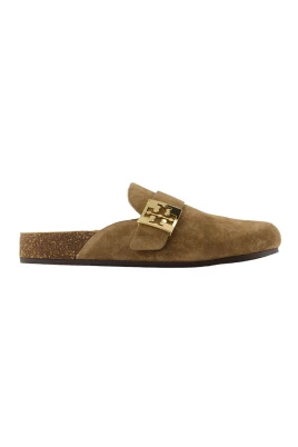 Brun läder slip-on sandaler