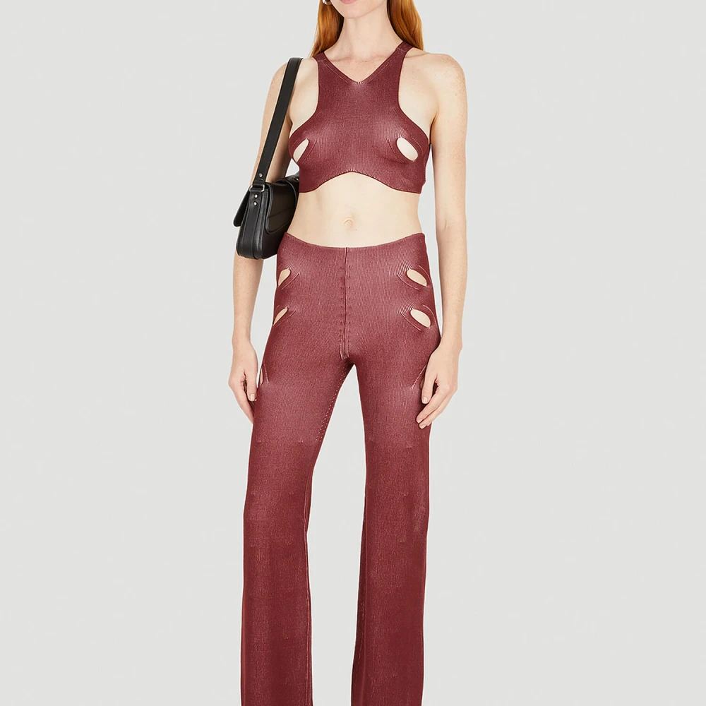 Dion Lee Gebreide Broek met Uitsparingen Red Dames