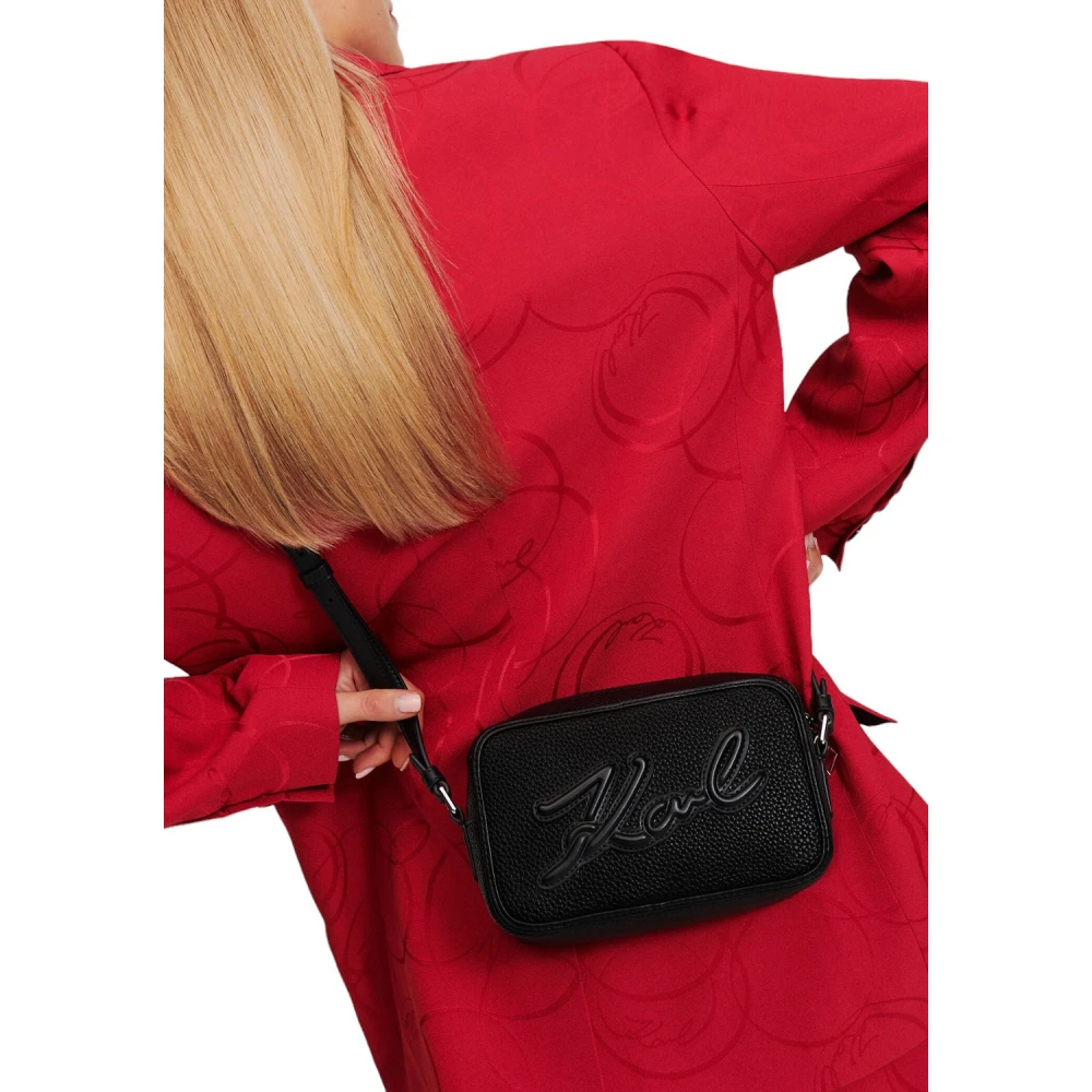 Karl Lagerfeld Korrelige cameratas in zwart Black Dames