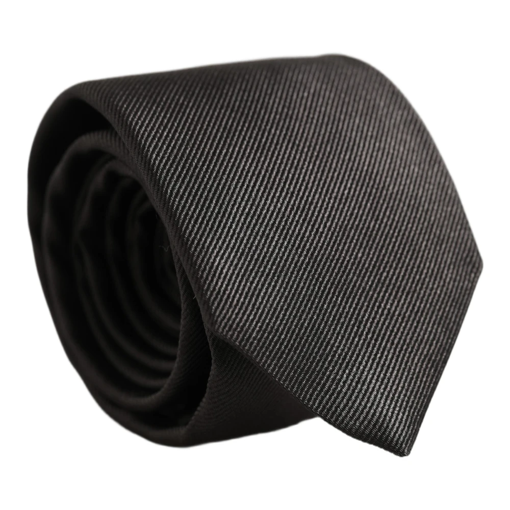 Dolce & Gabbana Men Dark Gray Silk Classic Adjustable Tied Necktie Tie - Image 2
