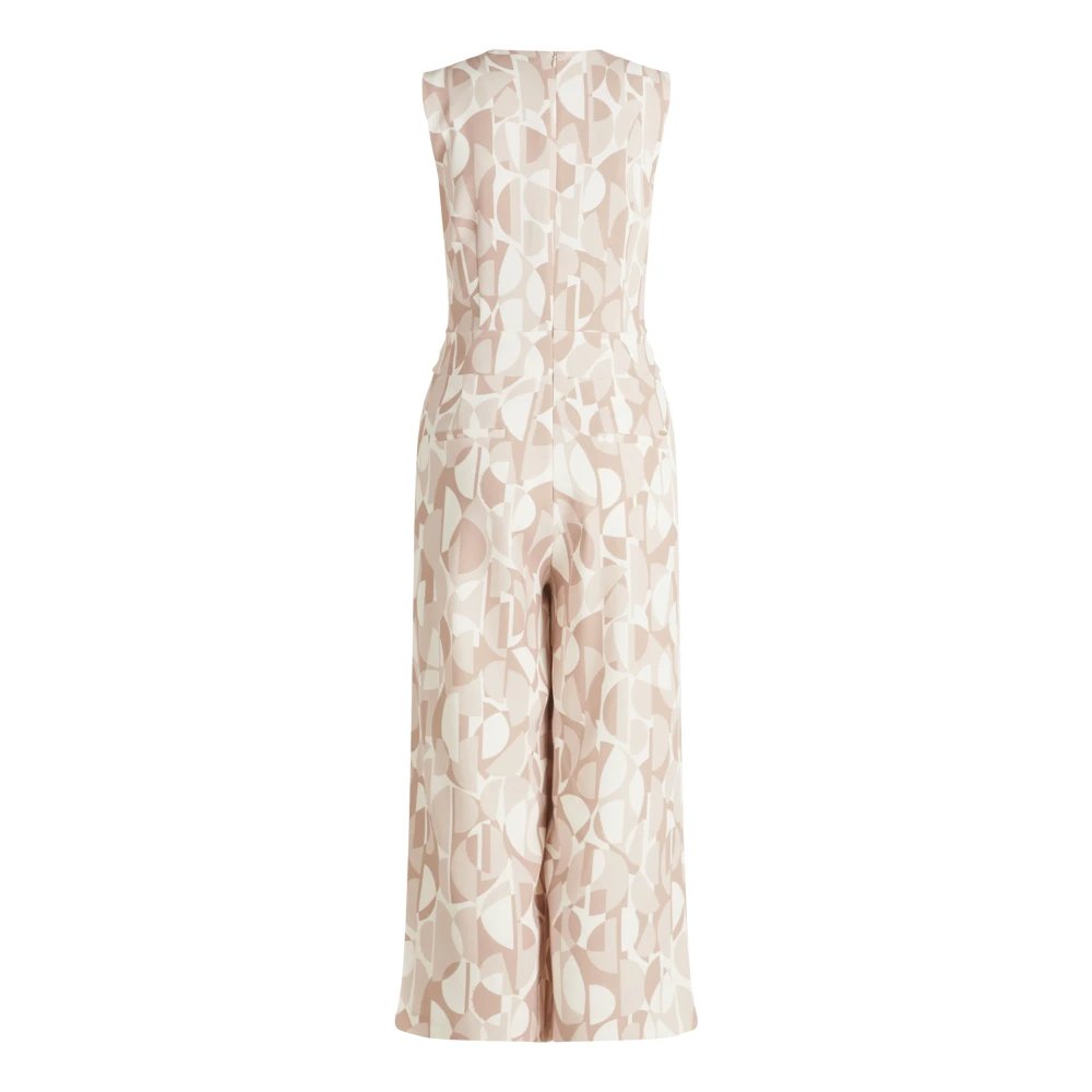 Betty & Co Mouwloze Multicolor Jumpsuit met Strikceintuur Beige Dames
