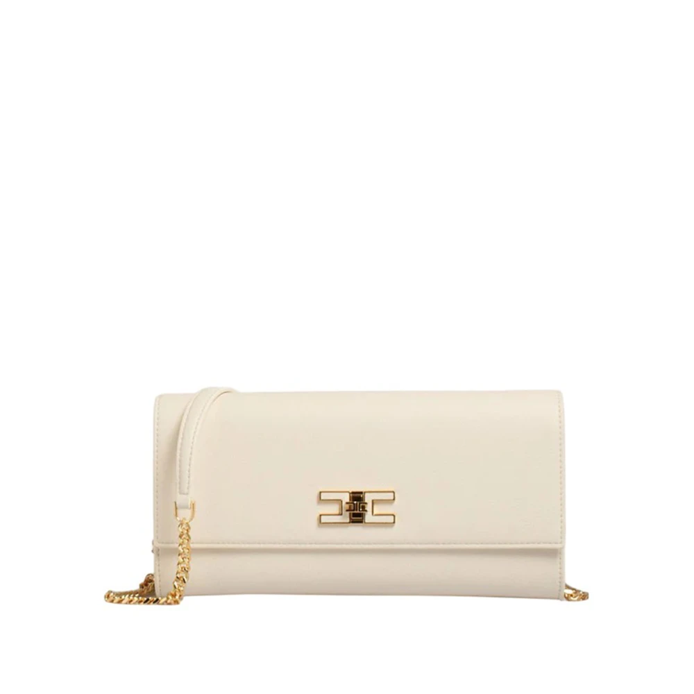 Elisabetta Franchi Stijlvolle Schoudertas met Twist-Lock Beige Dames